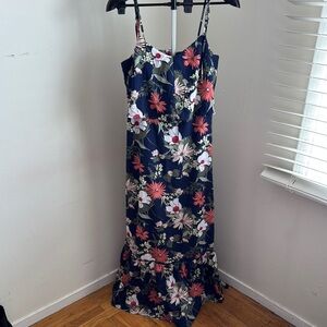 Banana Republic Blue and Pink Spaghetti Strap Maxi Dress